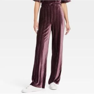 a new day Velvet Wide-Leg Pants in Purple